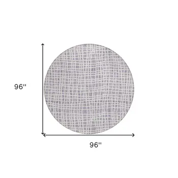 8' Lilac Purple And Ivory Round Striped Washable Indoor Outdoor Area Rug