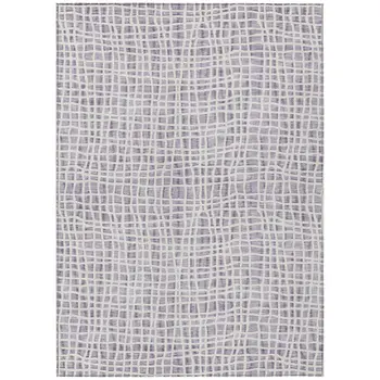 10' X 14' Lilac Purple And Ivory Striped Washable Indoor Outdoor Area Rug