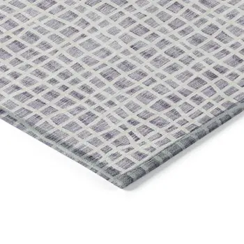 10' X 14' Lilac Purple And Ivory Striped Washable Indoor Outdoor Area Rug