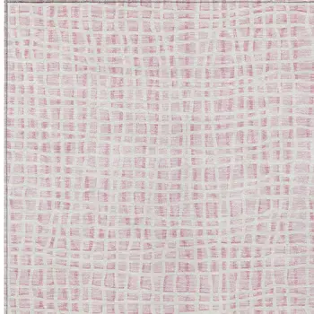 5' X 8' Pink And Ivory Striped Washable Indoor Outdoor Area Rug