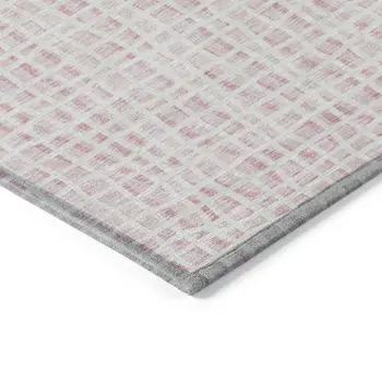 8' X 10' Pink And Ivory Striped Washable Indoor Outdoor Area Rug
