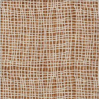 9' X 12' Orange Beige And Copper Striped Washable Indoor Outdoor Area Rug