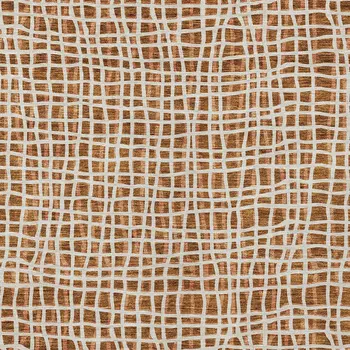 10' X 14' Orange Beige And Copper Striped Washable Indoor Outdoor Area Rug