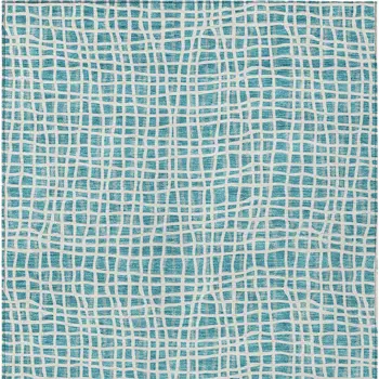 5' X 8' Teal Blue And Ivory Striped Washable Indoor Outdoor Area Rug