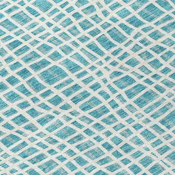 5' X 8' Teal Blue And Ivory Striped Washable Indoor Outdoor Area Rug