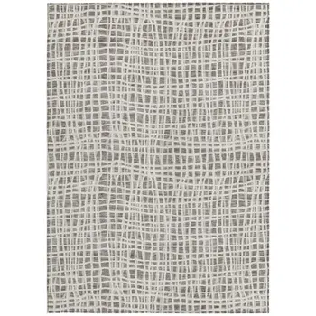 5' X 8' Taupe And Beige Striped Washable Indoor Outdoor Area Rug
