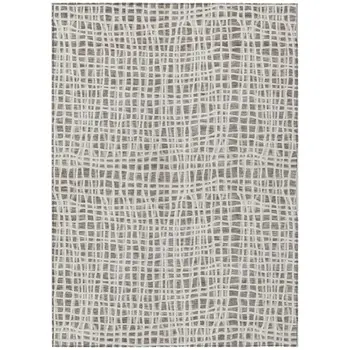 5' X 8' Taupe And Beige Striped Washable Indoor Outdoor Area Rug