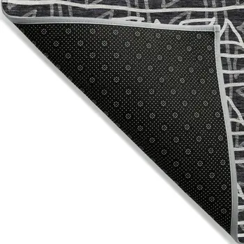 10' X 14' Black Gray And Ivory Geometric Washable Indoor Outdoor Area Rug