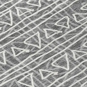 10' X 14' Charcoal Gray And Ivory Geometric Washable Indoor Outdoor Area Rug