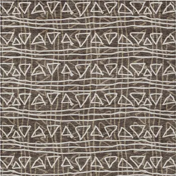 3' X 5' Chocolate And Ivory Geometric Washable Indoor Outdoor Area Rug