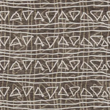 3' X 5' Chocolate And Ivory Geometric Washable Indoor Outdoor Area Rug