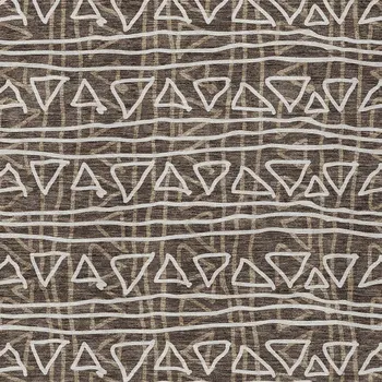 5' X 8' Chocolate And Ivory Geometric Washable Indoor Outdoor Area Rug