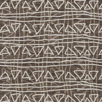 9' X 12' Chocolate And Ivory Geometric Washable Indoor Outdoor Area Rug