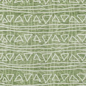 5' X 8' Green And Ivory Geometric Washable Indoor Outdoor Area Rug