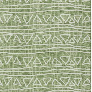 8' X 10' Green And Ivory Geometric Washable Indoor Outdoor Area Rug