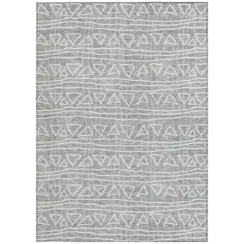 3' X 5' Gray Charcoal And Silver Geometric Washable Indoor Outdoor Area Rug