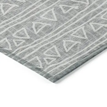 3' X 5' Gray Charcoal And Silver Geometric Washable Indoor Outdoor Area Rug