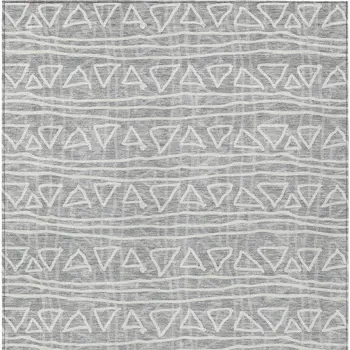 5' X 8' Gray Charcoal And Silver Geometric Washable Indoor Outdoor Area Rug