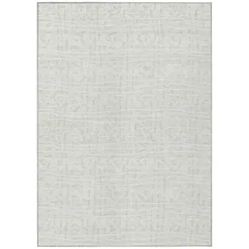 8' X 10' Ivory And Beige Geometric Washable Indoor Outdoor Area Rug