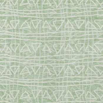 3' X 5' Mint Green Artichoke Green And Ivory Geometric Washable Indoor Outdoor Area Rug