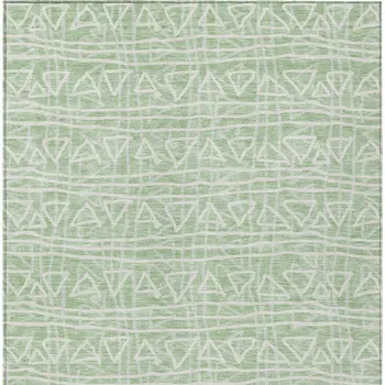 5' X 8' Mint Green Artichoke Green And Ivory Geometric Washable Indoor Outdoor Area Rug