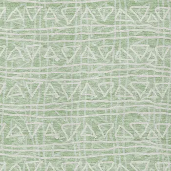 8' X 10' Mint Green Artichoke Green And Ivory Geometric Washable Indoor Outdoor Area Rug