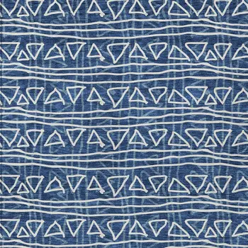 8' X 10' Navy Blue And Ivory Geometric Washable Indoor Outdoor Area Rug