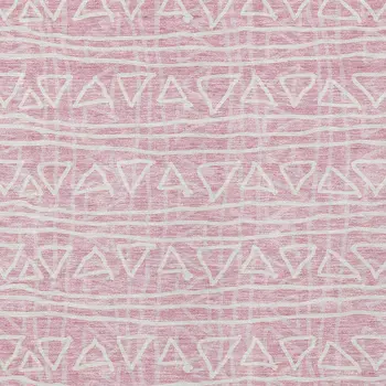 8' X 10' Pink And Ivory Geometric Washable Indoor Outdoor Area Rug