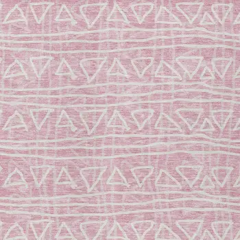 10' X 14' Pink And Ivory Geometric Washable Indoor Outdoor Area Rug