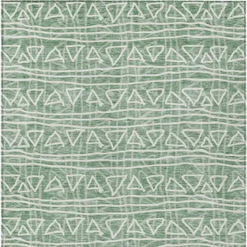 3' X 5' Sage Green And Ivory Geometric Washable Indoor Outdoor Area Rug