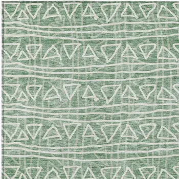 5' X 8' Sage Green And Ivory Geometric Washable Indoor Outdoor Area Rug