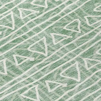 8' Sage Green And Ivory Round Geometric Washable Indoor Outdoor Area Rug
