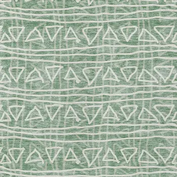 10' X 14' Sage Green And Ivory Geometric Washable Indoor Outdoor Area Rug