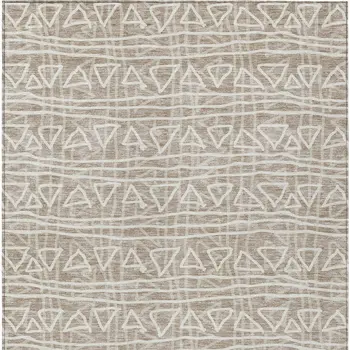 8' X 10' Taupe And Beige Geometric Washable Indoor Outdoor Area Rug