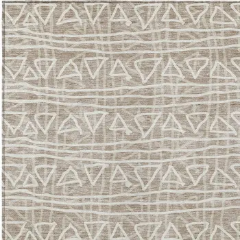 8' X 10' Taupe And Beige Geometric Washable Indoor Outdoor Area Rug