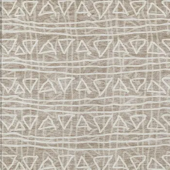 9' X 12' Taupe And Beige Geometric Washable Indoor Outdoor Area Rug