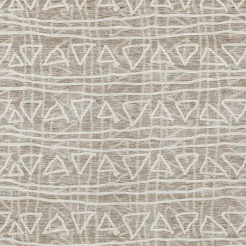 10' X 14' Taupe And Beige Geometric Washable Indoor Outdoor Area Rug
