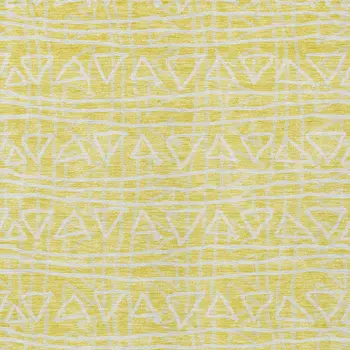 3' X 5' Yellow And Ivory Geometric Washable Indoor Outdoor Area Rug