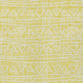 5' X 8' Yellow And Ivory Geometric Washable Indoor Outdoor Area Rug