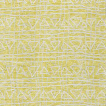 8' X 10' Yellow And Ivory Geometric Washable Indoor Outdoor Area Rug