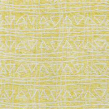 10' X 14' Yellow And Ivory Geometric Washable Indoor Outdoor Area Rug