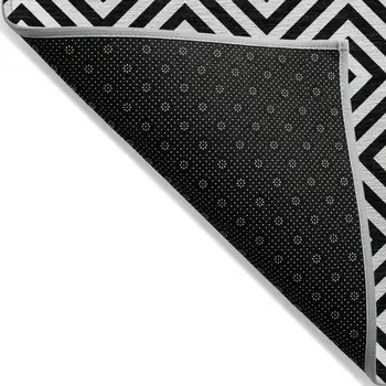 8' Black And Ivory Round Geometric Washable Indoor Outdoor Area Rug