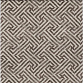 3' X 5' Brown And Beige Geometric Washable Indoor Outdoor Area Rug