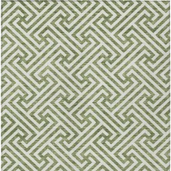 8' X 10' Green And Beige Geometric Washable Indoor Outdoor Area Rug