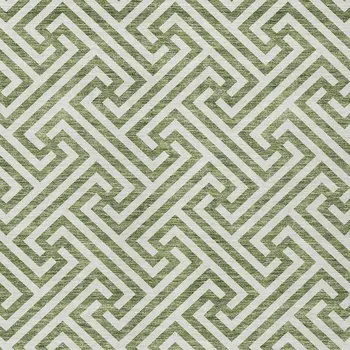 9' X 12' Green And Beige Geometric Washable Indoor Outdoor Area Rug