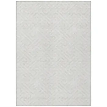 5' X 8' Ivory And Beige Geometric Washable Indoor Outdoor Area Rug