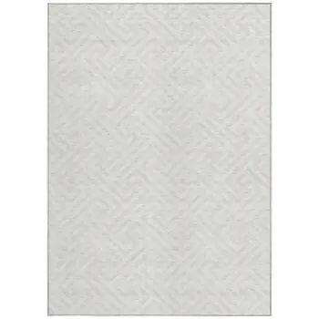 5' X 8' Ivory And Beige Geometric Washable Indoor Outdoor Area Rug