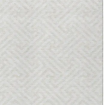 10' X 14' Ivory And Beige Geometric Washable Indoor Outdoor Area Rug