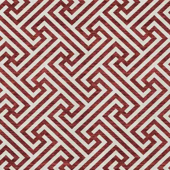 5' X 8' Merlot And Ivory Geometric Washable Indoor Outdoor Area Rug