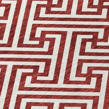 8' X 10' Merlot And Ivory Geometric Washable Indoor Outdoor Area Rug